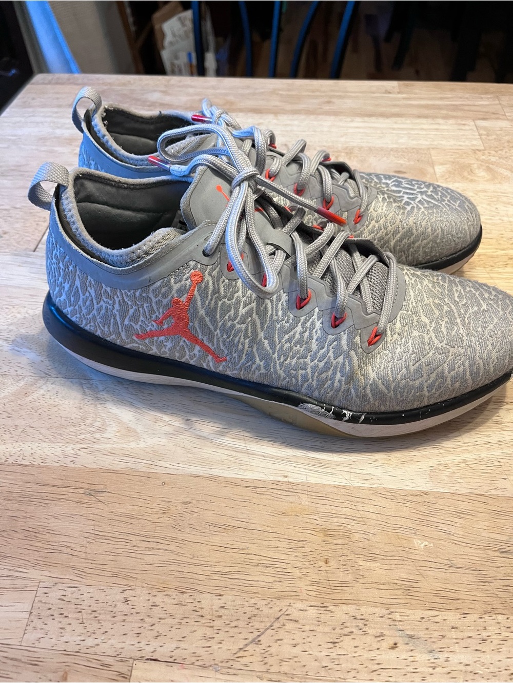 Jordan Gray Sneakers with Coral Eyelet Accents
